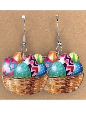Easter Egg Basket Earrings Acrylic Cartoon Fashion Jewelry